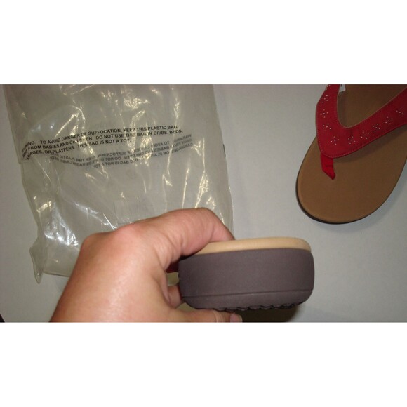 New Womens 11 B M Flip Flops Thong Sandals Shoes Revitalign Red Stud Orthotic - Picture 4 of 5